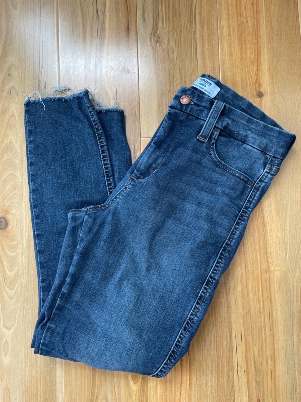 Denizen from Levi's Dark Blue Skinny Jeans with Raw Hem